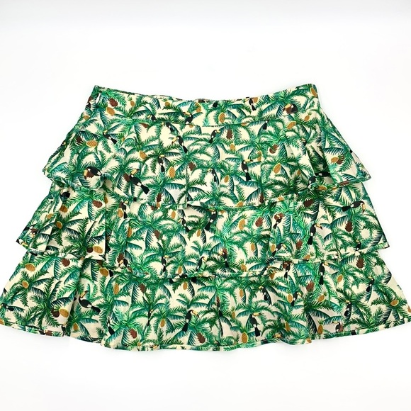 Farm Rio Mini Toucans Layered Mini Skirt Size Medium - Picture 4 of 14